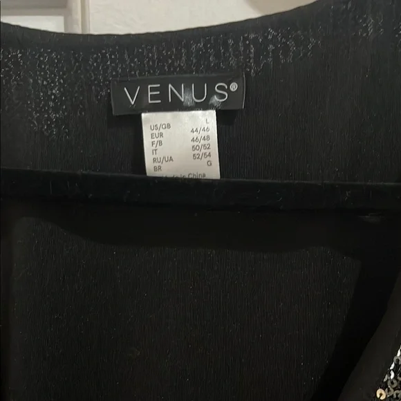 Elegant Black Sequin open front Dress - Picture 2 of 4